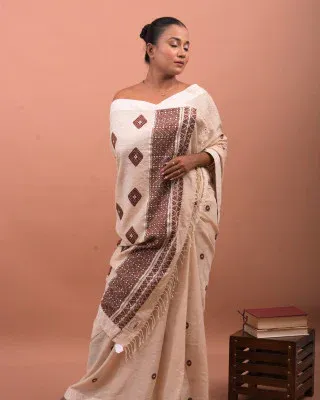 Assamese Muga Plain Saree
