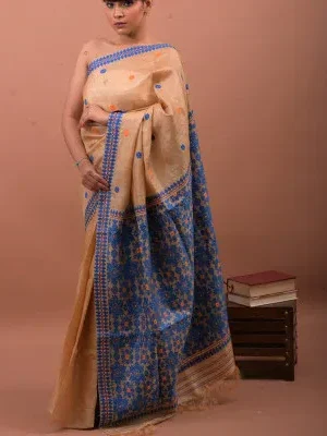 Handwoven Tussar Muga Silk Assam Saree